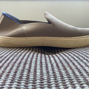 Rothy's Beige Slip-On Sneakers with Blue Accents